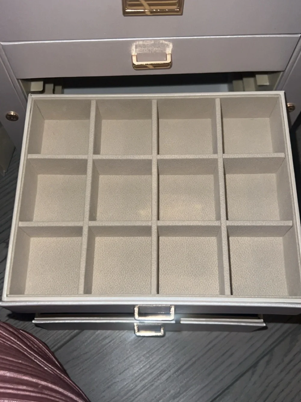 Cream Jewelry Organizer Box with Mirror - Multi-Drawer Home Storage